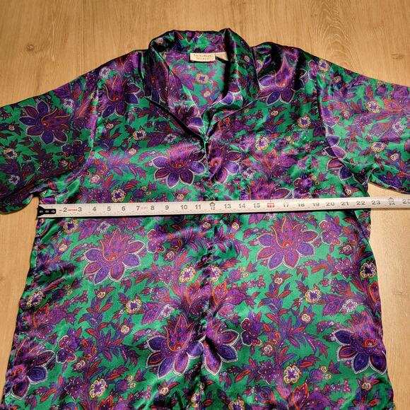 Vintage 90s Victorias Secret Size Medium Satin Top Floral Luxury Sleep Lounge - Picture 9 of 11
